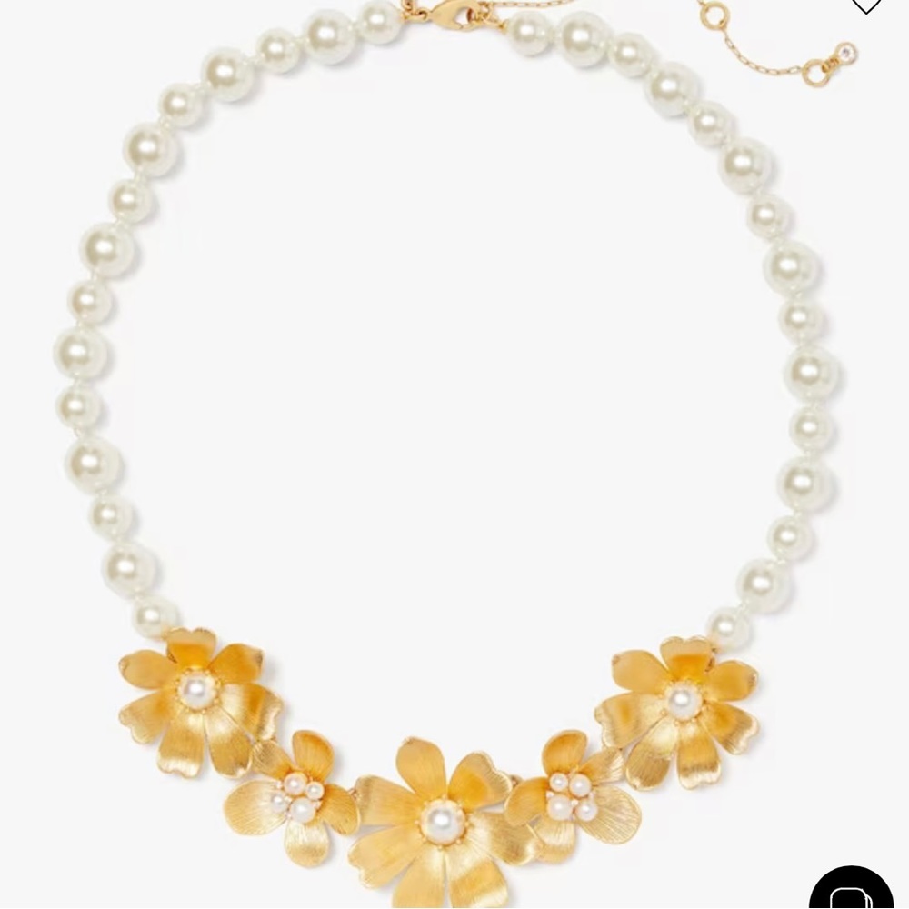 kate spade-SET”Garden Party” Gold Floral and Pearl Necklace and Bracelet - Picture 2 of 10